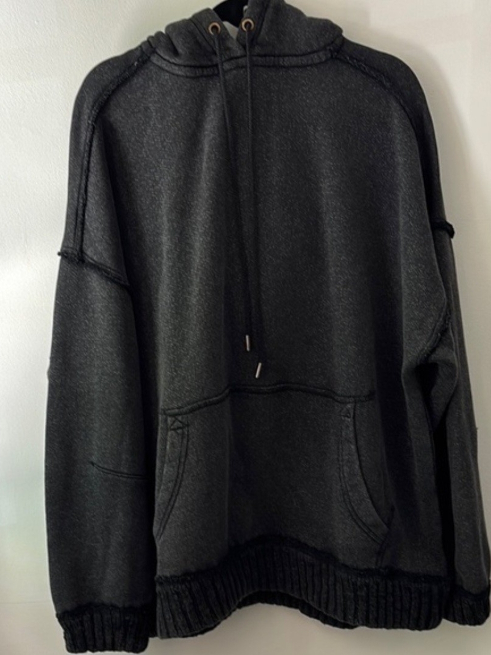 NWT Free People We The Free Sweater Hoodie, Washed Black, Sz. S, Oversized